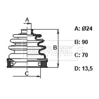 Joint-soufflet, arbre de commande BORG & BECK OEM 1366577