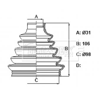 Joint-soufflet, arbre de commande BORG & BECK OEM TDR500070 Joint-soufflet, arbre de commande BORG & BECK OEM TDR500070