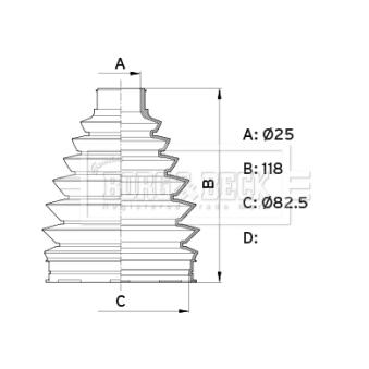 Joint-soufflet, arbre de commande BORG & BECK OEM 13318002 Joint-soufflet, arbre de commande BORG & BECK OEM 13318002
