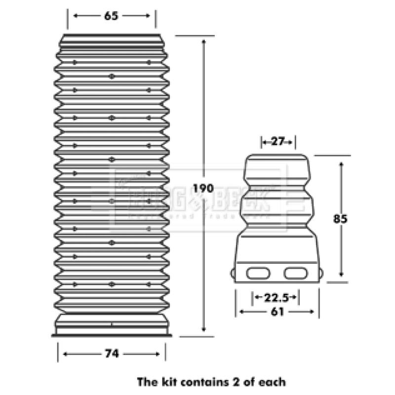 Kit de protection contre la poussière, amortisseur BORG & BECK BPK7001 - Visuel 1