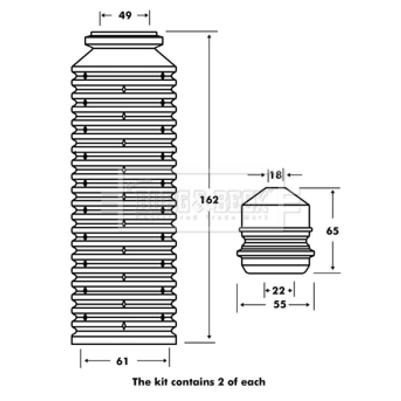 Kit de protection contre la poussière, amortisseur BORG & BECK BPK7002 - Visuel 1