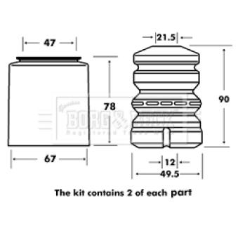 Kit de protection contre la poussière, amortisseur BORG & BECK BPK7021