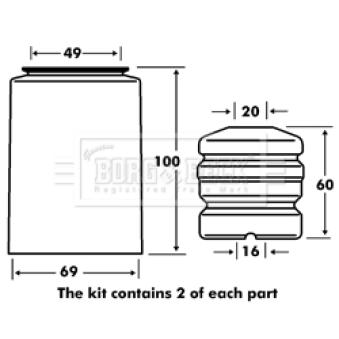 Kit de protection contre la poussière, amortisseur BORG & BECK OEM 33526764268 Kit de protection contre la poussière, amortisseur BORG & BECK OEM 33526764268