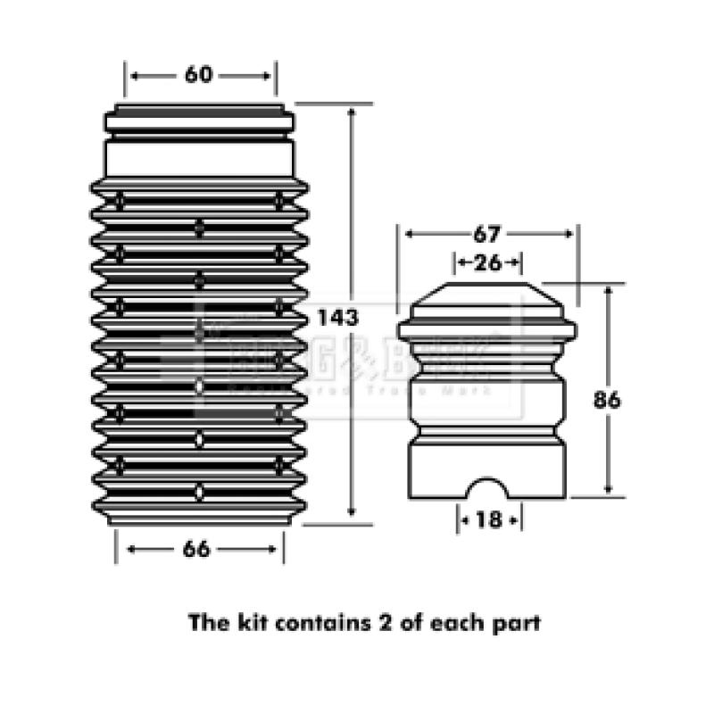Kit de protection contre la poussière, amortisseur BORG & BECK BPK7034 - Visuel 1