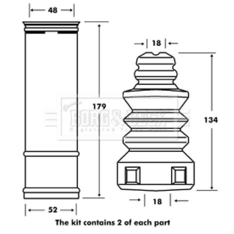 Kit de protection contre la poussière, amortisseur BORG & BECK BPK7084 - Visuel 1