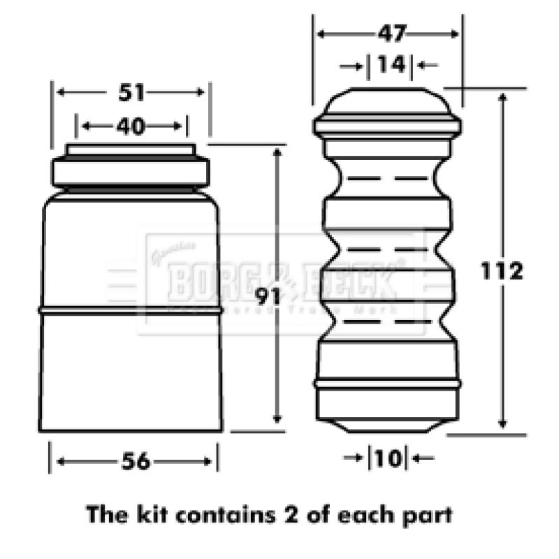 Kit de protection contre la poussière, amortisseur BORG & BECK BPK7089 - Visuel 1
