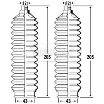 Joint-soufflet, direction BORG & BECK OEM D2103212X