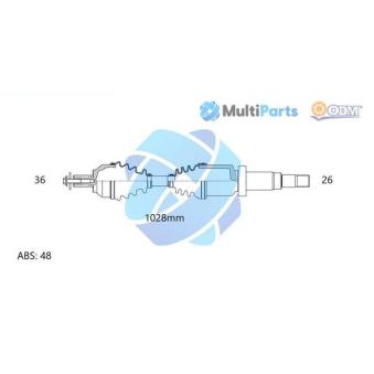 Arbre de transmission ODM-MULTIPARTS OEM 8603884