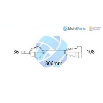 Arbre de transmission ODM-MULTIPARTS OEM 1J0407272GD