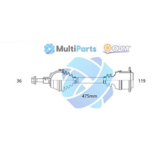 Arbre de transmission ODM-MULTIPARTS OEM 7N0407763A