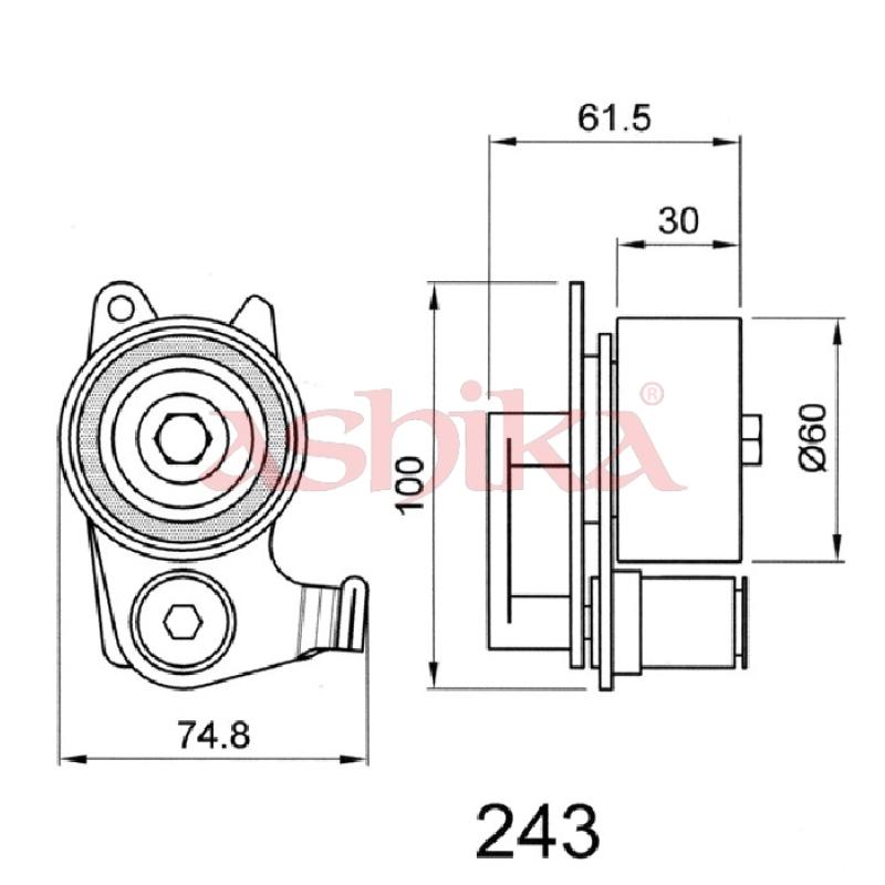 Tendeur de courroie, courroie crantée ASHIKA 45-02-243 - Visuel 2