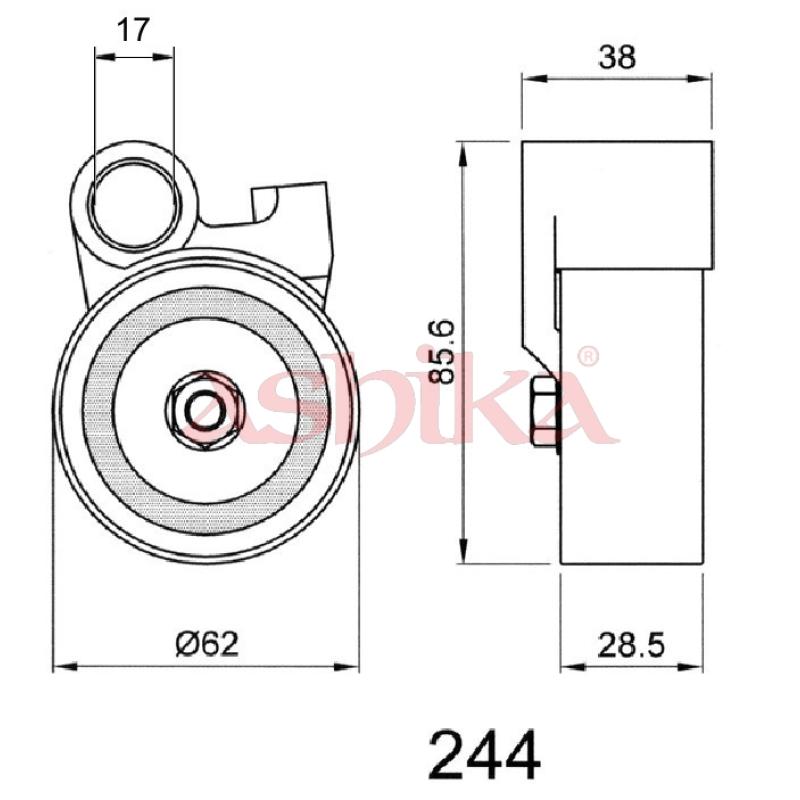 Tendeur de courroie, courroie crantée ASHIKA 45-02-244 - Visuel 1