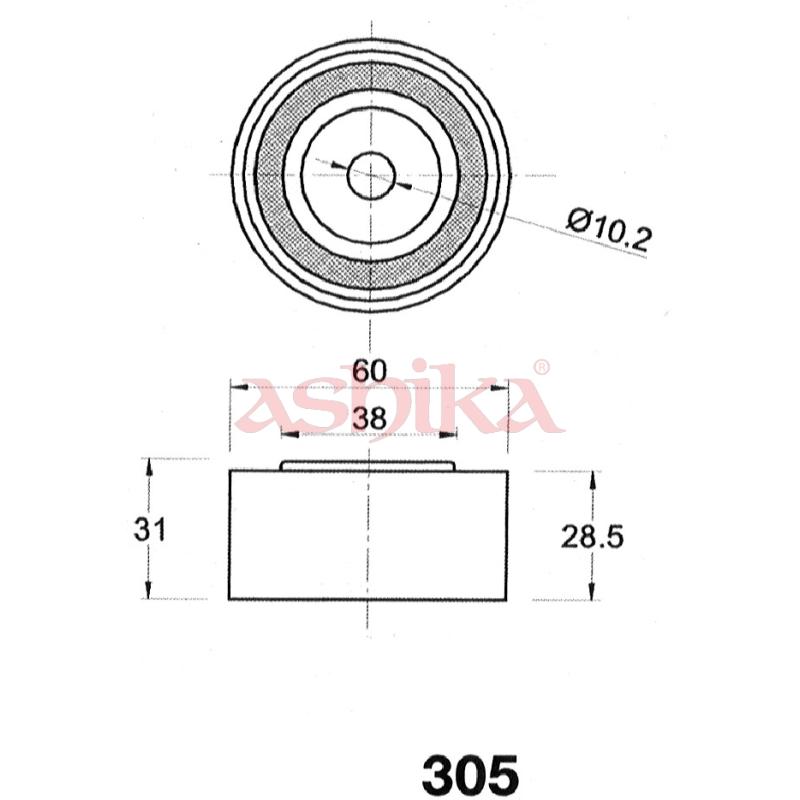 Tendeur de courroie, courroie crantée ASHIKA 45-03-305 - Visuel 1