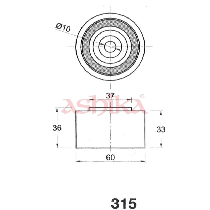 Tendeur de courroie, courroie crantée ASHIKA 45-03-315 - Visuel 1