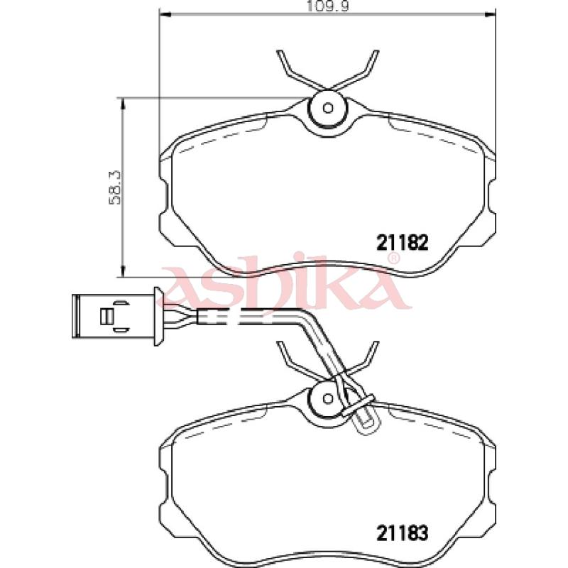 Jeu de 4 plaquettes de frein avant ASHIKA 50-00-0206 - Visuel 1