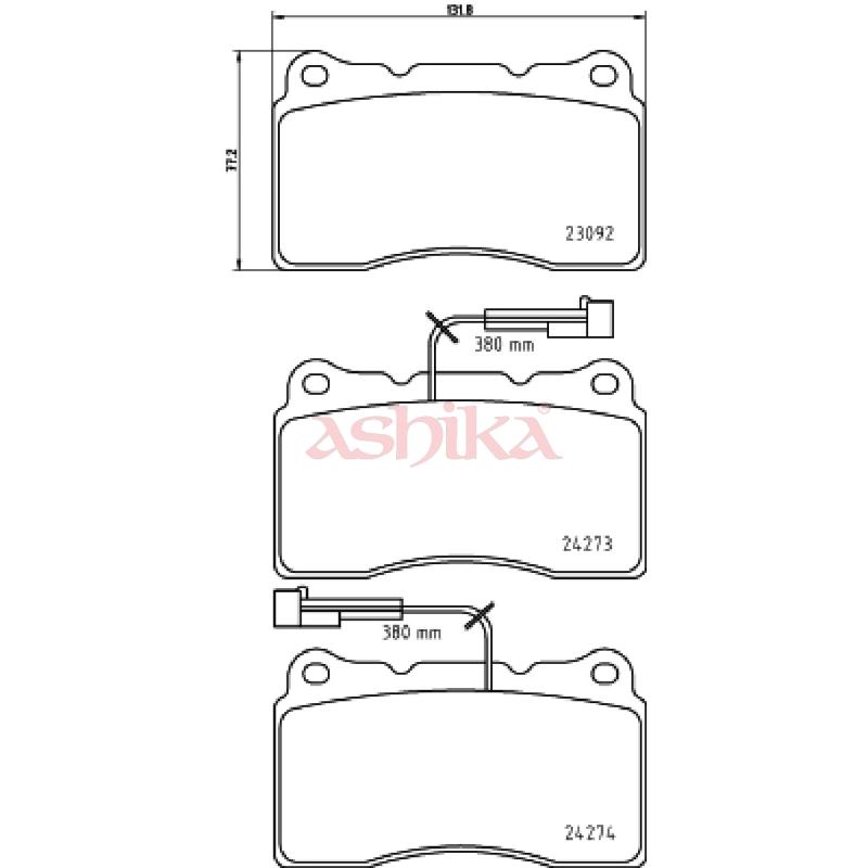 Jeu de 4 plaquettes de frein avant ASHIKA 50-00-0207 - Visuel 1