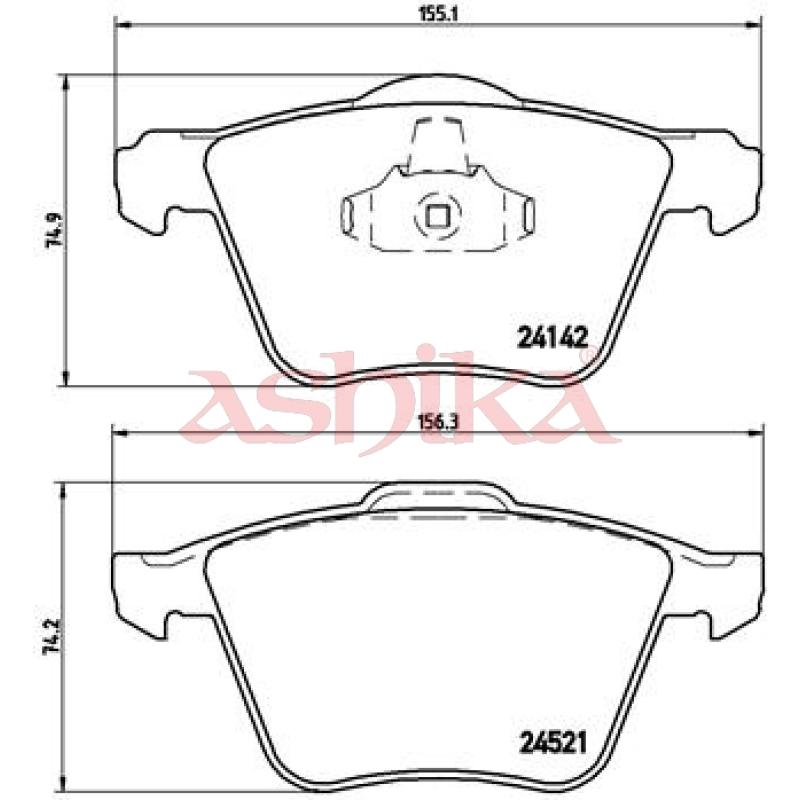 Jeu de 4 plaquettes de frein avant ASHIKA 50-00-0349 - Visuel 1