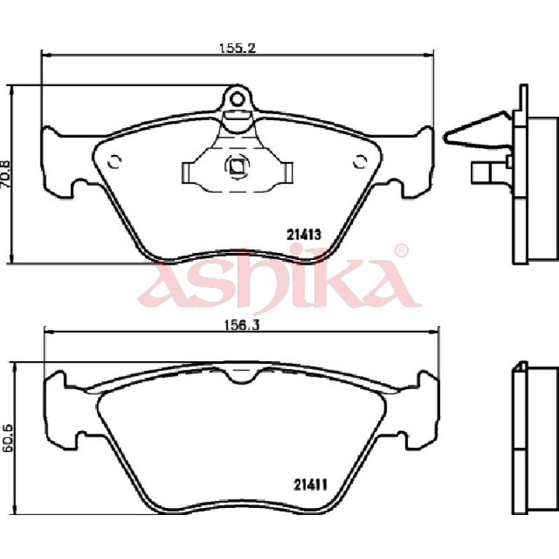 Jeu de 4 plaquettes de frein avant ASHIKA 50-00-0410 - Visuel 1