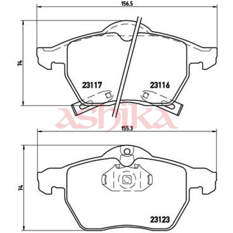 Jeu de 4 plaquettes de frein avant ASHIKA 50-00-0412 - Visuel 1