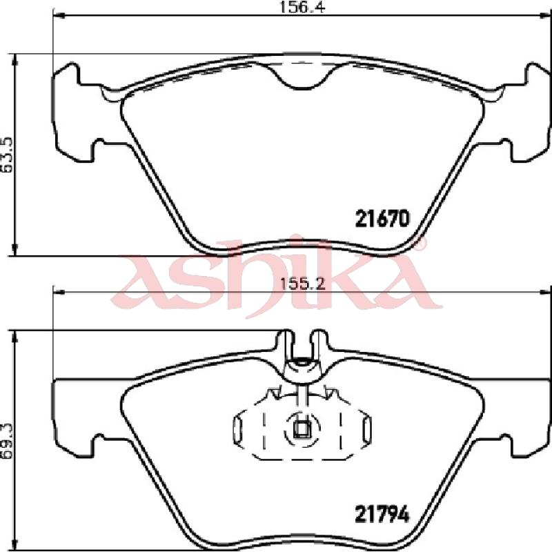 Jeu de 4 plaquettes de frein avant ASHIKA 50-00-0520 - Visuel 1