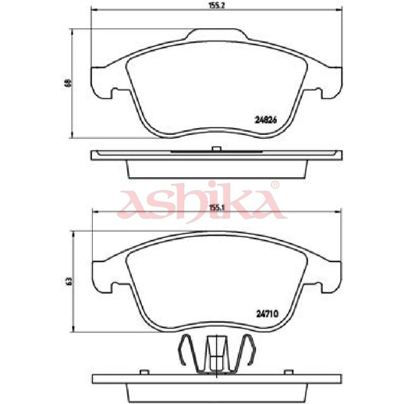 Jeu de 4 plaquettes de frein avant ASHIKA 50-00-0710 - Visuel 1