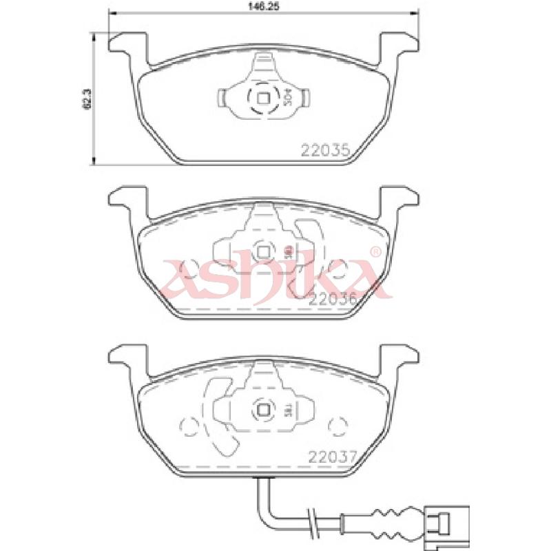 Jeu de 4 plaquettes de frein avant ASHIKA 50-00-0938 - Visuel 1
