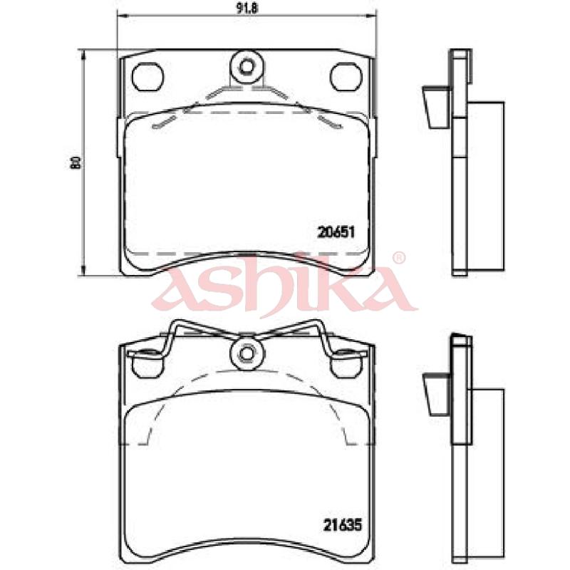 Jeu de 4 plaquettes de frein avant ASHIKA 50-00-0950 - Visuel 1