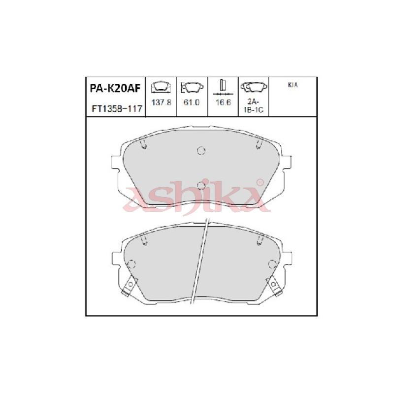 Jeu de 4 plaquettes de frein avant ASHIKA 50-0K-K20 - Visuel 1