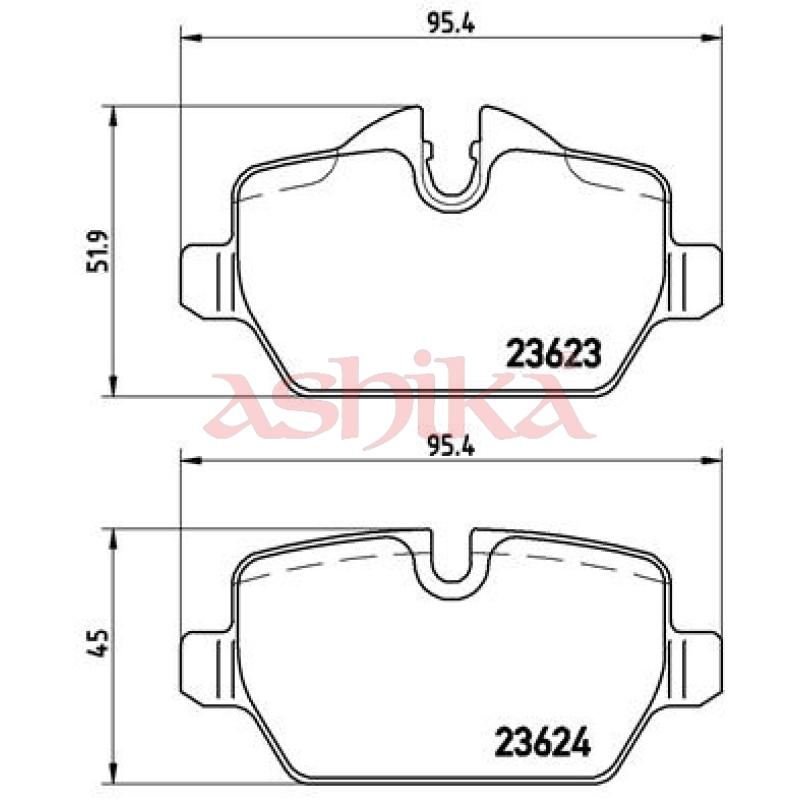 Jeu de 4 plaquettes de frein arrière ASHIKA 51-00-0100 - Visuel 1