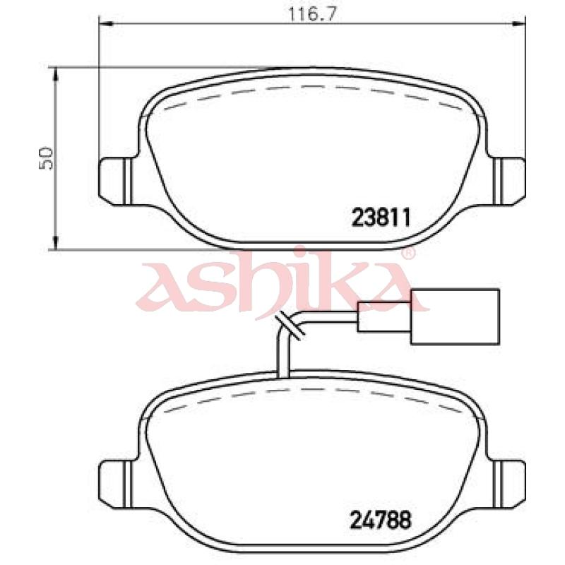 Jeu de 4 plaquettes de frein arrière ASHIKA 51-00-0206 - Visuel 1