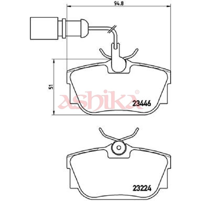Jeu de 4 plaquettes de frein arrière ASHIKA 51-00-0301 - Visuel 1