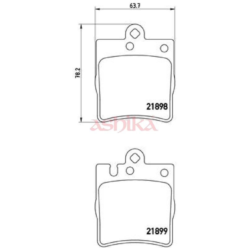 Jeu de 4 plaquettes de frein arrière ASHIKA 51-00-0504 - Visuel 1