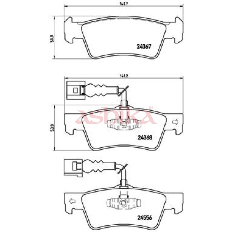 Jeu de 4 plaquettes de frein arrière ASHIKA 51-00-0924 - Visuel 1