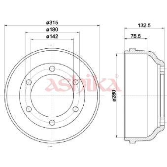 Tambour de frein ASHIKA OEM YC1W1126ED Tambour de frein ASHIKA OEM YC1W1126ED
