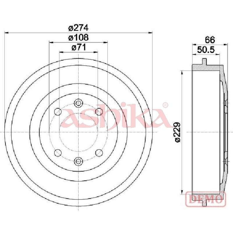 Tambour de frein ASHIKA 56-00-0600C - Visuel 1