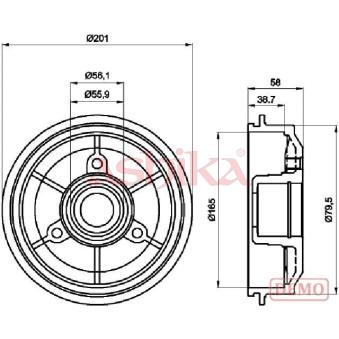 Tambour de frein ASHIKA 56-00-0607C