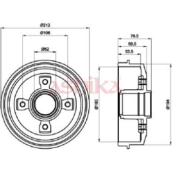 Tambour de frein ASHIKA 56-00-0612