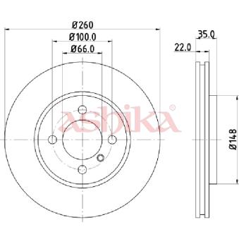 Jeu de 2 disques de frein avant ASHIKA 60-00-0158