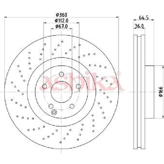 Jeu de 2 disques de frein avant ASHIKA 60-00-0527