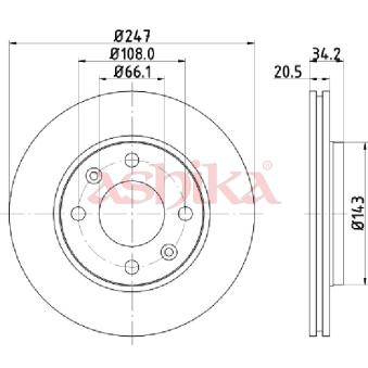 Jeu de 2 disques de frein avant ASHIKA OEM 91517695