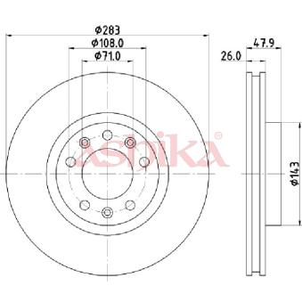 Jeu de 2 disques de frein avant ASHIKA OEM 9803918180 Jeu de 2 disques de frein avant ASHIKA OEM 9803918180