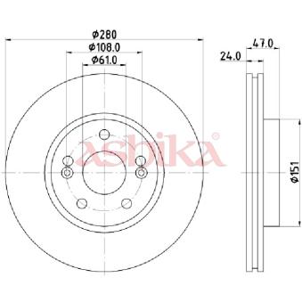 Jeu de 2 disques de frein avant ASHIKA OEM 8200007121