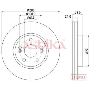 Jeu de 2 disques de frein avant ASHIKA OEM 8200007121