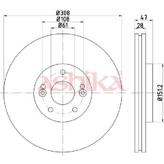 Jeu de 2 disques de frein avant ASHIKA OEM 8200019581 Jeu de 2 disques de frein avant ASHIKA OEM 8200019581