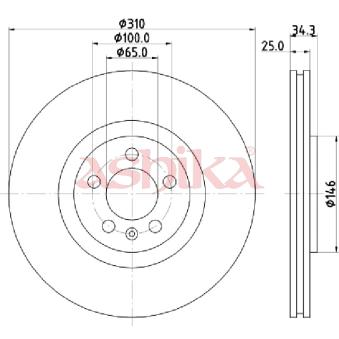 Jeu de 2 disques de frein avant ASHIKA OEM 6R0615301E