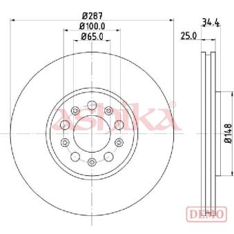 Jeu de 2 disques de frein avant ASHIKA OEM 1J0615301C