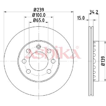 Jeu de 2 disques de frein avant ASHIKA 60-00-0904