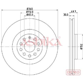 Jeu de 2 disques de frein avant ASHIKA OEM 1K0615301M