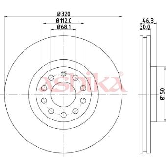 Jeu de 2 disques de frein avant ASHIKA OEM 8D0615301K Jeu de 2 disques de frein avant ASHIKA OEM 8D0615301K