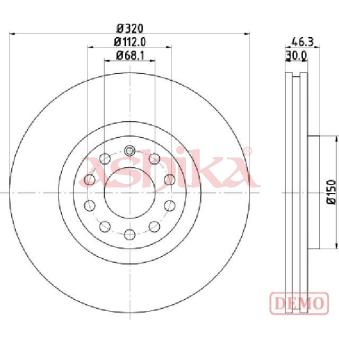 Jeu de 2 disques de frein avant ASHIKA OEM 8D0615301K Jeu de 2 disques de frein avant ASHIKA OEM 8D0615301K